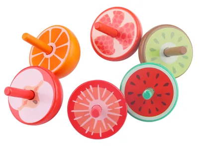Factory Wooden Fruit Gyro Finger Spinning Small Gyro Traditional Nostalgic Wooden Toys — wooden pretend play & role play wholesale