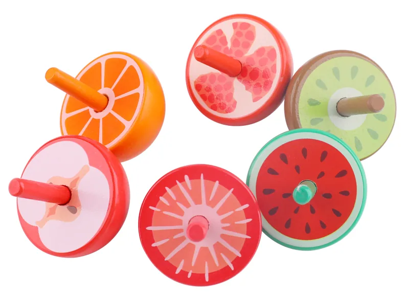 Factory Wooden Fruit Gyro Finger Spinning Small Gyro Traditional Nostalgic Wooden Toys — wooden pretend play & role play wholesale