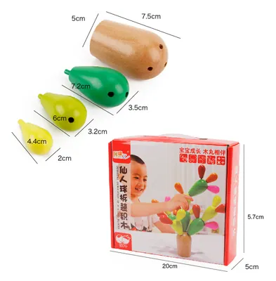 Wooden Stacking Rainbow Cactus Toy To Build And Stack Cactus Blocks To Balance Puzzle Fun view 2