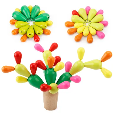 Wooden Stacking Rainbow Cactus Toy To Build And Stack Cactus Blocks To Balance Puzzle Fun view 4
