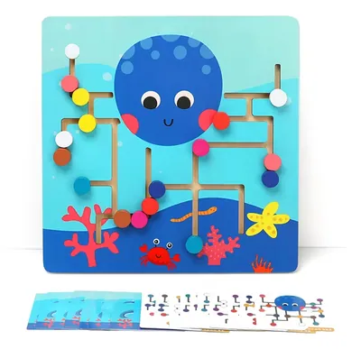 Children Wooden Octopus Maze Building Block Board Educational Teaching Aids Toys For Kids — wooden building blocks & construction wholesale