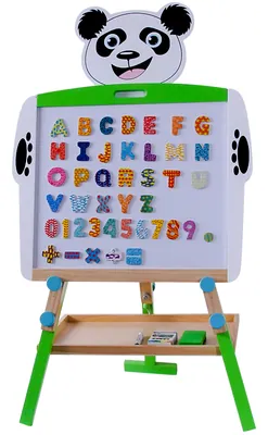Double-sided Magnetic Panda Wooden Standing Drawing Writing Board Kids Wooden Blackboard view 2