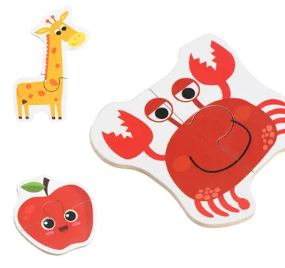 2 pcs Matching Puzzle Animal Traffic Fruit Vegetable Early Educational Montessori Wooden Toys — wooden puzzles & tangrams wholesale