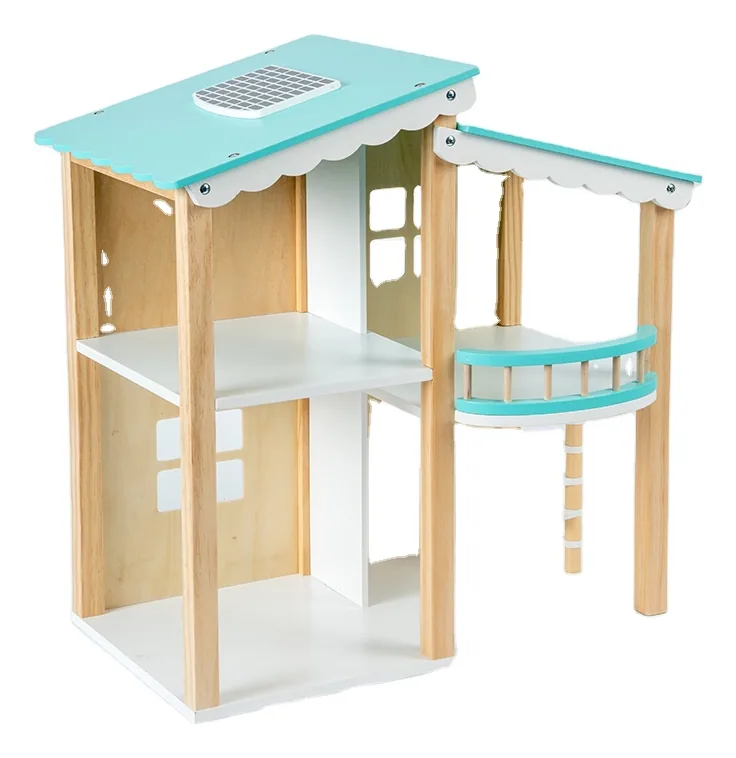 Wooden Blue Doll Room Children's House Villa Baby Simulation Room Furniture Parent-child — wooden pretend play & role play wholesale