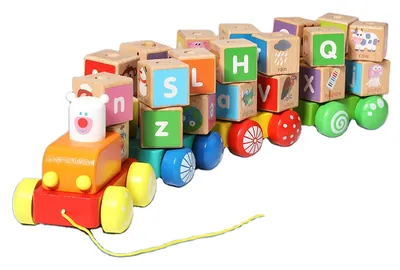 Creative Cartoon Building Blocks Small Train Toy Alphabet Cognitive Enlightenment Game Wooden — wooden building blocks & construction wholesale
