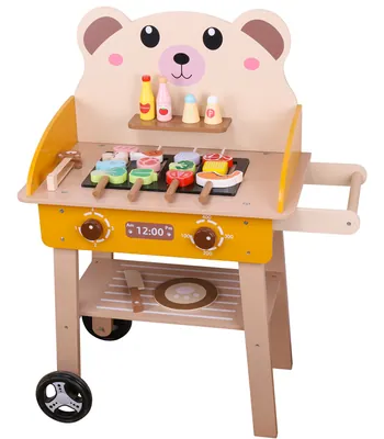 Unisex DIY Bbq Kitchen Toy Wood Pretend Play Barbecue for Kids Educational Simulation by Kids — wooden pretend play & role play wholesale