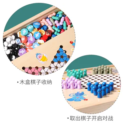 Children Toys Board Game 2 In 1 Go Game Backgammon Monopoly Chinese Chess Wood Board Game — wooden board games & logic wholesale