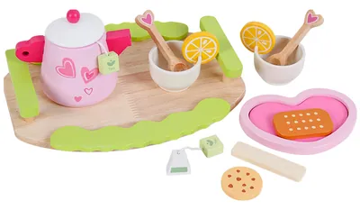Wooden Pink Afternoon Tea Dessert Set Children's Role-playing Kitchen Simulation Parent-child — wooden pretend play & role play wholesale