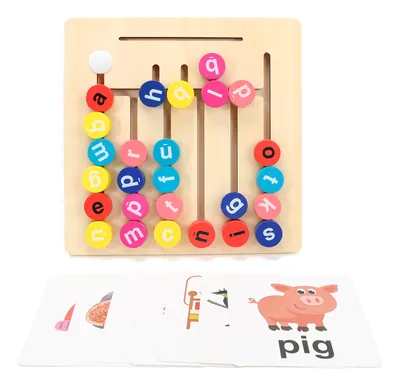 Kids Wooden Montessori Educational Letters Maze Logic Game Matching Word Alphabet Spelling view 2