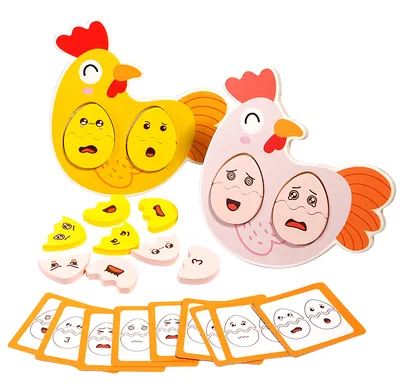 Montessori Fun Face Building Block Toy Wooden Early Toy for Toddlers Boys and Girls Aged 2 view 2