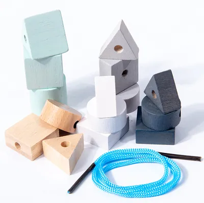 Unisex Wooden Block Set Montessori Educational DIY Toy with Animal Models Wood Jouet Enfant view 2