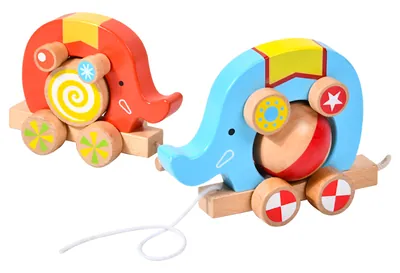 Children Wooden Elephant Circus Trailer Truck Creative Parent-child Interactive Early Toys view 2
