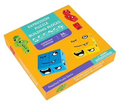 Montessori Educational Wooden Blocks Puzzle Expressions & Building Cubes Model Toy for Kids — wooden building blocks & construction wholesale