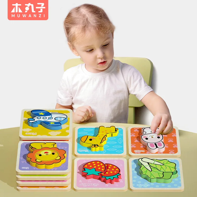Wooden Animal Puzzle 3d Board Cartoon Jigsaw Puzzle Animal Shape Matching Puzzle Kids — wooden puzzles & tangrams wholesale