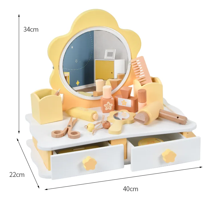 Flower Sbape Girls Dressing Table Toys Kids Toys Dresser Pretend Play — wooden pretend play & role play wholesale