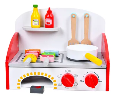 Pretend to Play with Toys Wooden Kitchen Toy Set Boys Girls Kids Cooking Barbecue Kitchen Toys view 2