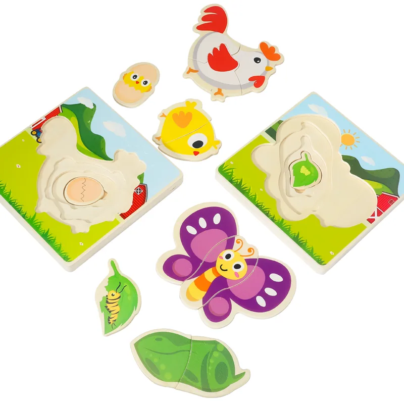 Factory Toy Wooden Animal Growth Children Educational Puzzle Toy For Gifts — wooden puzzles & tangrams wholesale