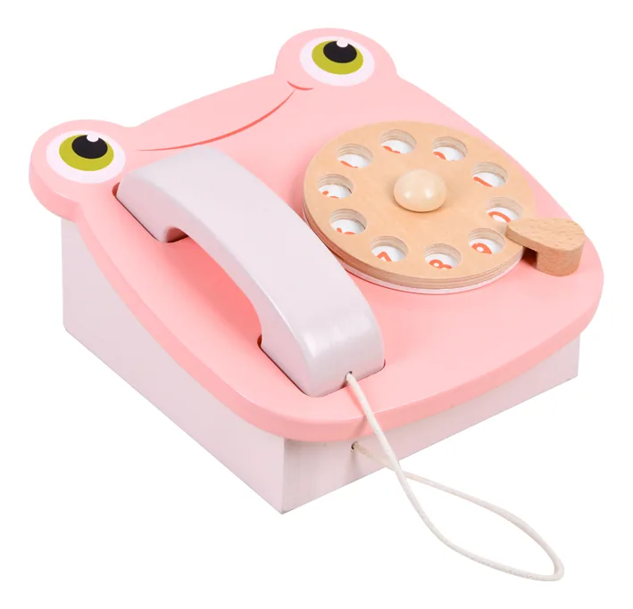 Factory 0-3 Year Montessori Educational Wooden Toys Baby Wooden Telephone Toy Cartoon Wooden — wooden pretend play & role play wholesale
