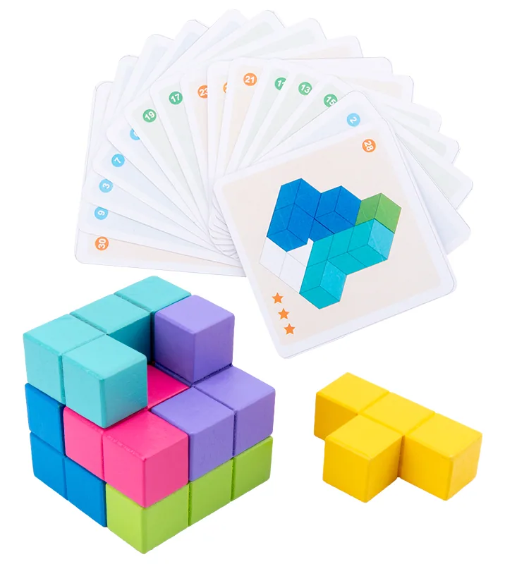 Unisex Wooden Magic Cube Montessori Inspired Toy Kids Construction Building Blocks Toy — wooden building blocks & construction wholesale