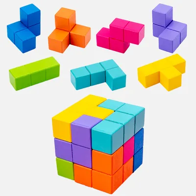Unisex Wooden Magic Cube Montessori Inspired Toy Kids Construction Building Blocks Toy view 2