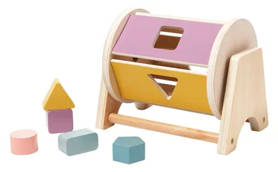 Baby Montessori Toys For Children Cognitive Wooden Tabletop Shape Rolling Learning Drum Toys view 3