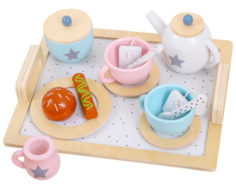 American Style Wooden Cup Pot Party Set Unisex Children's Simulation Afternoon Tea Set — wooden pretend play & role play wholesale