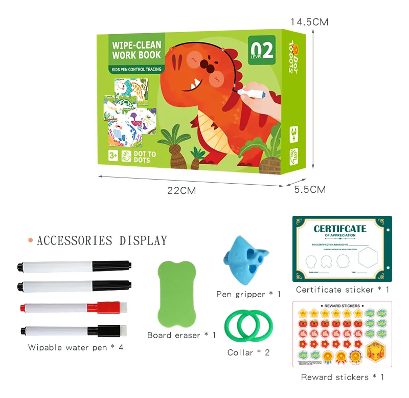 Early Education Toddler Magical Tracing Workbook Erasable Focus Writing Practice Puzzle Set — wooden vehicles, tracks & ramps wholesale