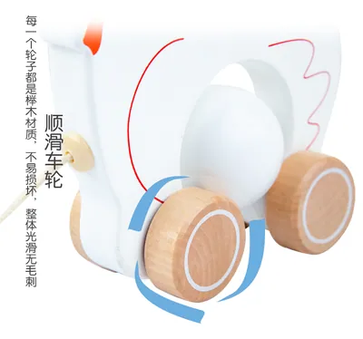 Children's Toy Duckling Chick Animal Baby Trolley Pull Rope Pull Wire Wooden Toys Toddler view 2