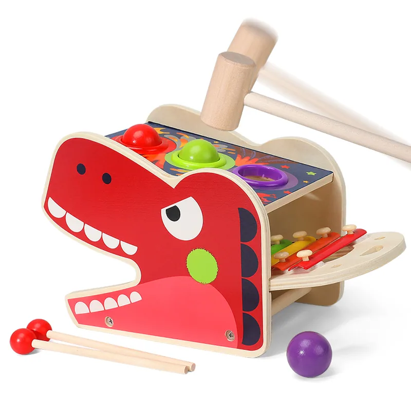 Factory Spot Wooden Toys For Kids Tyrannosaurus Rex Percussion Table Multi-functional Piano — wooden montessori & early learning wholesale
