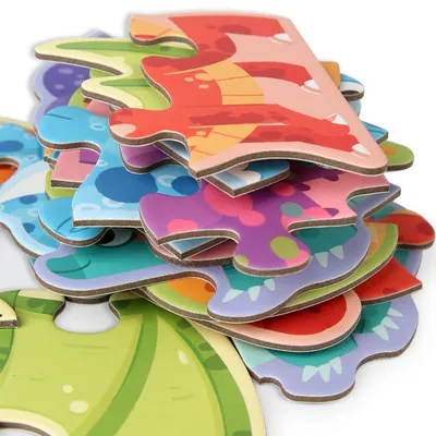 Montessori Educational Jigsaw Puzzle 6 Piece Cartoon Animal Dinosaur Kids Game for Boys Girls — wooden puzzles & tangrams wholesale