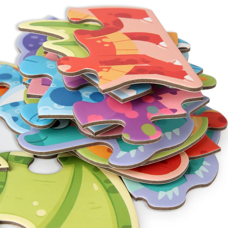 Montessori Educational Jigsaw Puzzle 6 Piece Cartoon Animal Dinosaur Kids Game for Boys Girls — wooden puzzles & tangrams wholesale