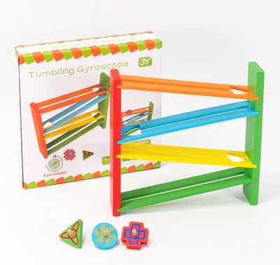 Unisex Montessori Classic Creative Toys Wooden Orbital Tumbling Gyroscope Hand Eye view 2