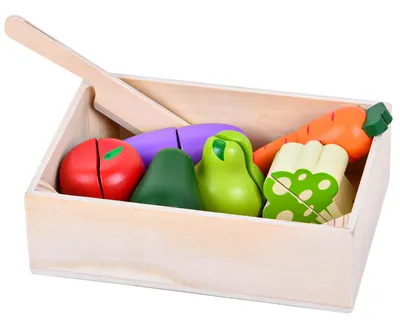 Wooden Classic Game Simulation Kitchen Series Toys Cutting Fruit Vegetable Set Toys Montessori view 2