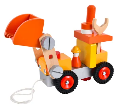 Wooden Excavator Construction Kids Toy Early Education Intelligence Engineering Toys For Boys — wooden building blocks & construction wholesale